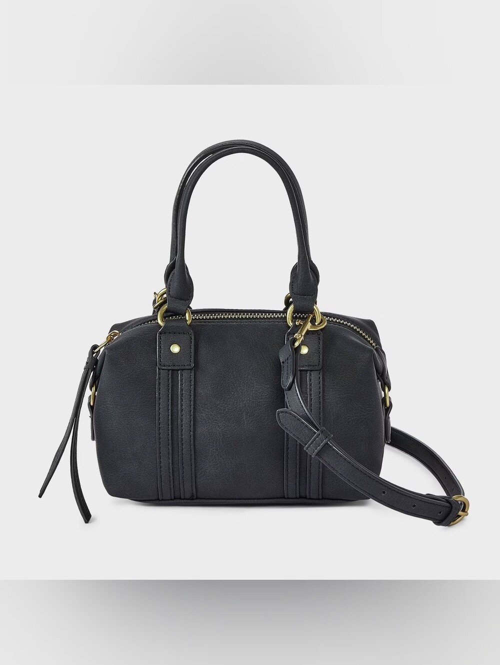 Faux Leather Distressed Small Satchel Crossbody Bag - Universal Thread" Black